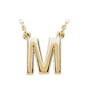 14K Yellow Gold, Kendall Collection, Block Initial M Necklace, 16 Inch